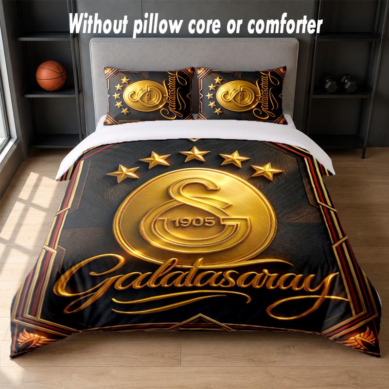 Galatasaray FC Design Bed Bedding Set 1 Duvet Cover + 2 Pillowcases Soft Breathable Household Bed Linens