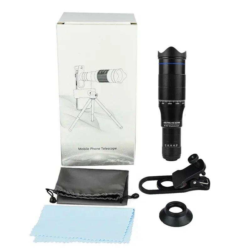 Профессиональный телескоп HD 40X Zoom, монокуляр, объектив для телефона, телеобъектив со штативом, металлический телескоп для туризма, кемпинга