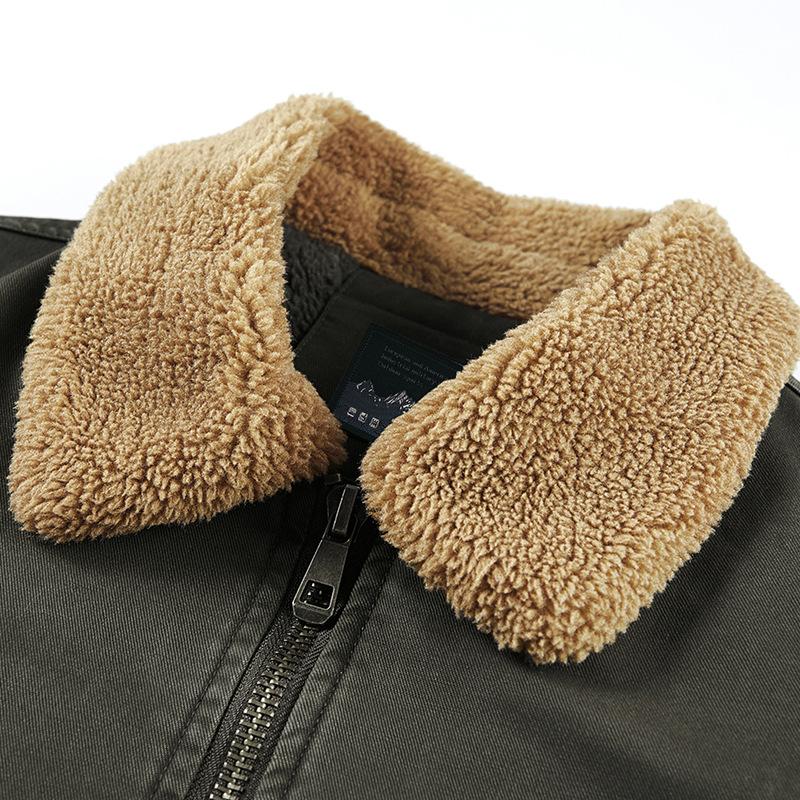 Мужское зимнее пальто из овечьего бархата и хлопка, повседневное утолщенное молодежное пальто из хлопка, шерстяной воротник, куртка с хлопковой подкладкой