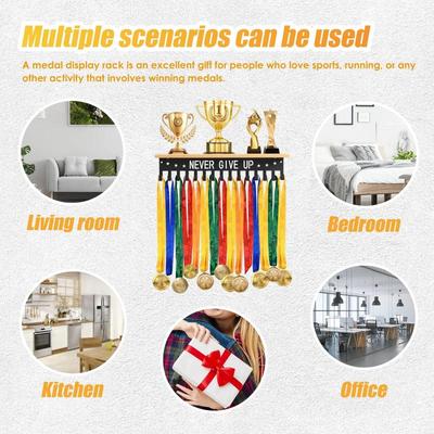 Стойка для медалей, полка для трофеев, вешалка для медалей, настенный металлический держатель для медалей со спортивных соревнований, трофеев, домашний декор