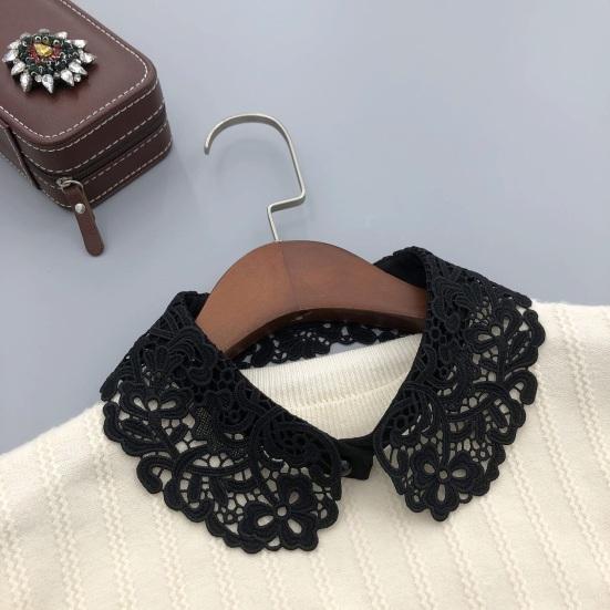 Fake Collar Embroidered Lace Flower Detachable Collar Women Solid Color Hollow Design False Collar Match for Tops Sweatshirts