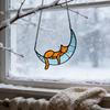 Cat On Moon Glass Suncatcher Acrylic Panel Window Hanging Hanging Ornament Stained Wall Art Memorial