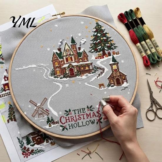 DIY Christmas Ornaments Making Cross Stitch Kit, Winter Holiday Embroidery Xmas Handcraft Kits Tree Craft Kit for Adults, Home Decor Creative