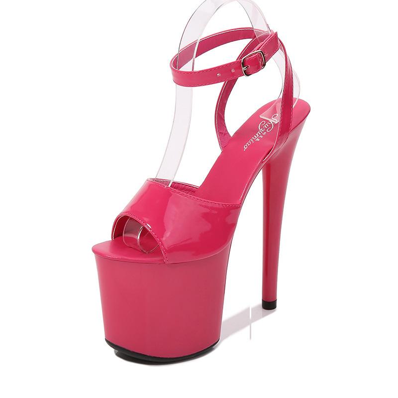 Летние сексуальные босоножки на каблуке женские 20 см шпильки высокие каблуки с пряжкой на щиколотке вечерние ночные клубы подиум женская обувь размер 35-43