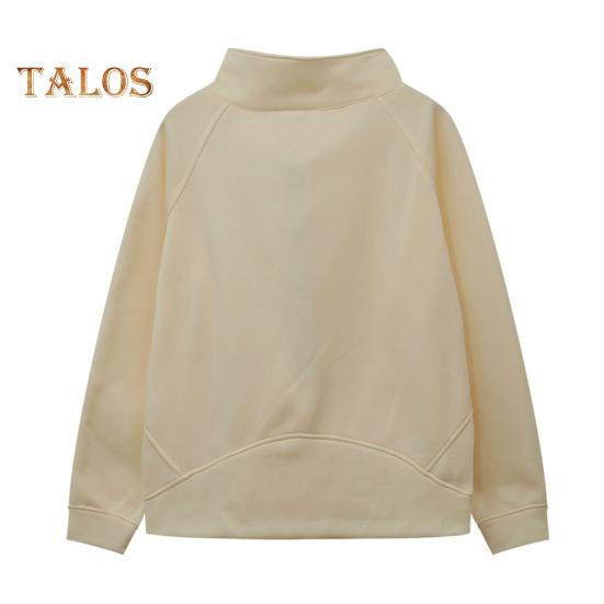 Зимняя осенняя женская толстовка с застежкой-молнией на половину длины, воротник-стойка, плюш, длинные рукава, накладные карманы, эластичные манжеты, однотонный пуловер для тренировок, повседневный топ