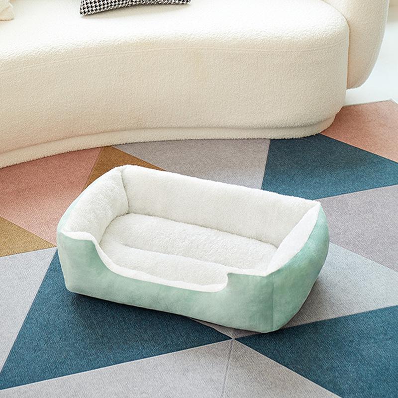 Квадратная нескользящая лежанка для домашних животных - влагостойкая, для использования в любое время года, теплое плюшевое гнездо для кошек и собак