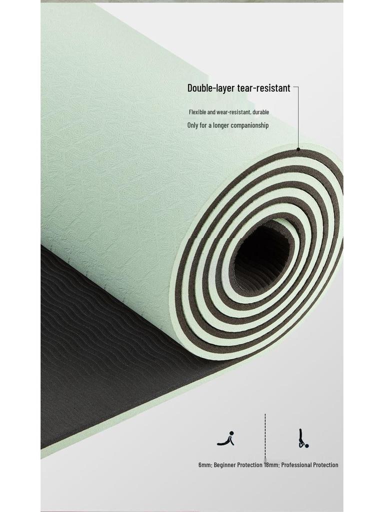 Экологичный нескользящий коврик для йоги: Звукоизолирующий и амортизирующий фитнес-коврик для использования в помещении.