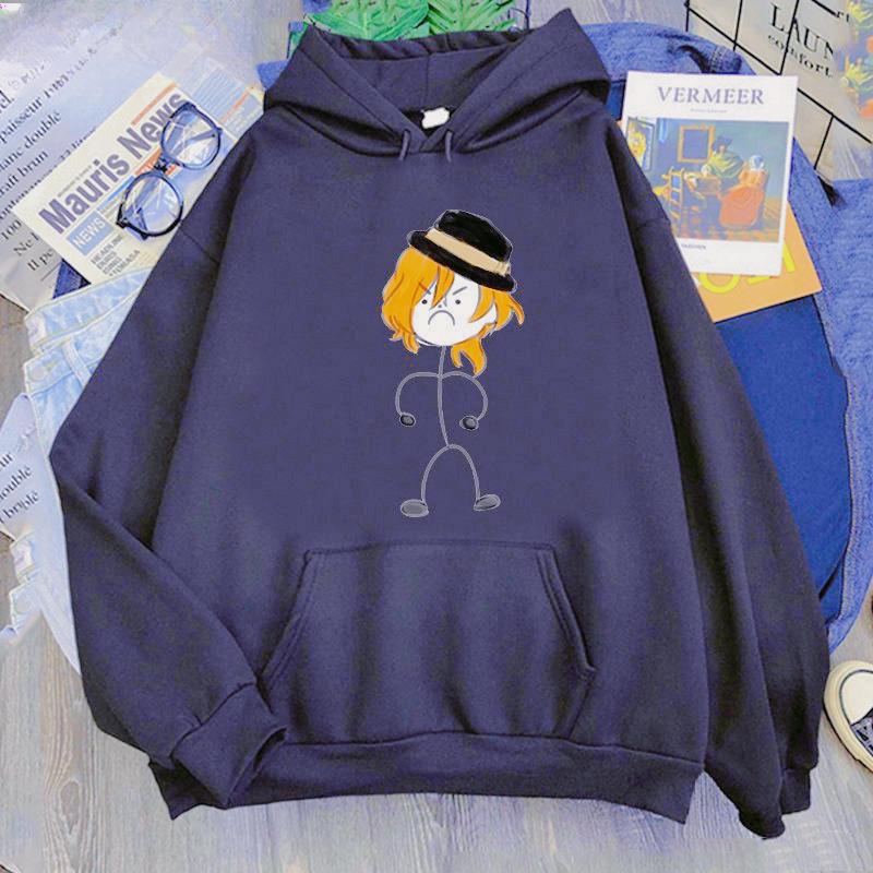 Bungo Stray Dogs Аниме с капюшоном Nakahara Chuuya Printed Мужские и женские толстовки с капюшоном свободного покроя Harajuku Unisex Streetwear