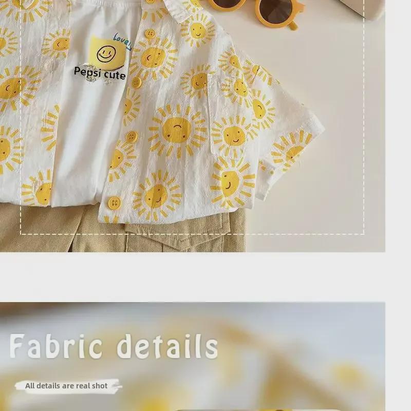 Детские летние рубашки с цветочным принтом - модные короткие рукава в пляжном стиле для мальчиков