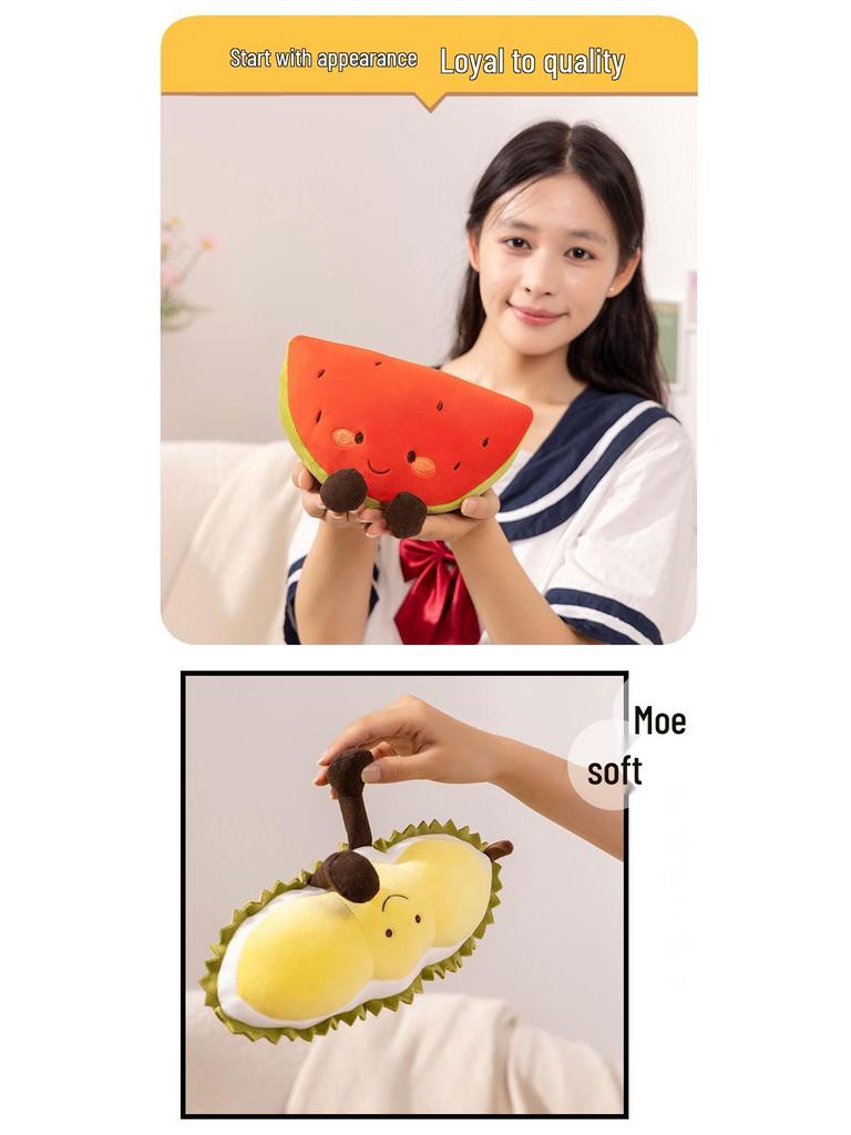Cartoon Fruit Plush Dolls: Cute Watermelon & Durian Toys for Girls