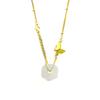 Hetian Jade White Jade Flower Butterfly Necklace Elegant Collarbone Chain New Gift for Best Friend