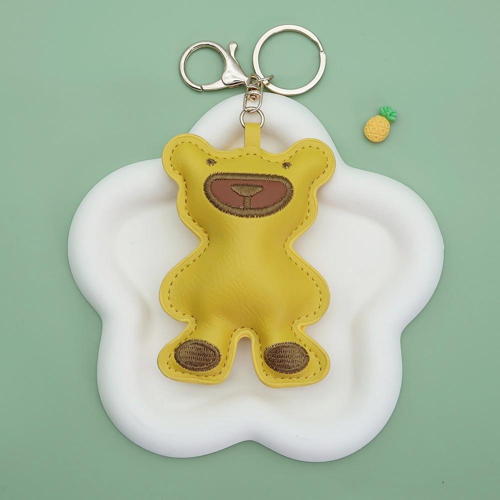 Fashion PU Leather Embroidery Bear Hanger Cute Heart Bears Bag Pendant  Backpack Decoration