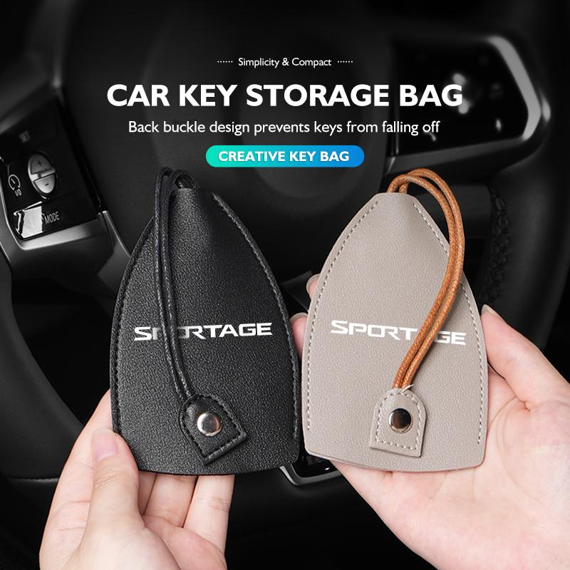 AEK4 Car Keychain Case Zipper Carbon Fiber Key Protector Cover For KIA Sportage Ceed Sorento Niro Cadenza Proceed Sephia