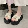 Spring and Summer New Cool Slippers Muffin Thick Bottom Small Man Height Increase Bow Pearl Super High Thick Bottom Fashion Drag