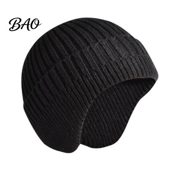 Outdoor Hiking And Travel Cap Winter Knitted Hat with Ear Flaps for Men, Soft Fleece Lined Hat, Stretchy Lightweight Daily Wear Thermal Cap,