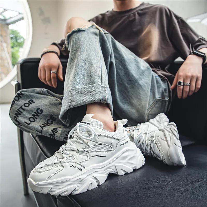 Мужская спортивная обувь 2024 года с дышащей сеткой, модная повседневная обувь на толстой подошве, модные мужские кроссовки для бега, мужские кроссовки