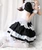 Maid Costume Cosplay Puff Mini Light Black and White Black and White [Milky Time] Dress, Sleeves, Length, Blue, (Includes Ribbon)