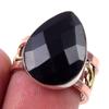 Natural Black Onex Gemstone Handmade 925 Sterling Silver Two Tone Ring S.7 K8U15