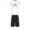 Taekwondo Round Neck Pullover Short Sleeve T-Shirt Fashion Simple Breathable Drawstring Shorts Casual Sports Suit ADICLTS24TK-WG+S21ATMSH3T-BW