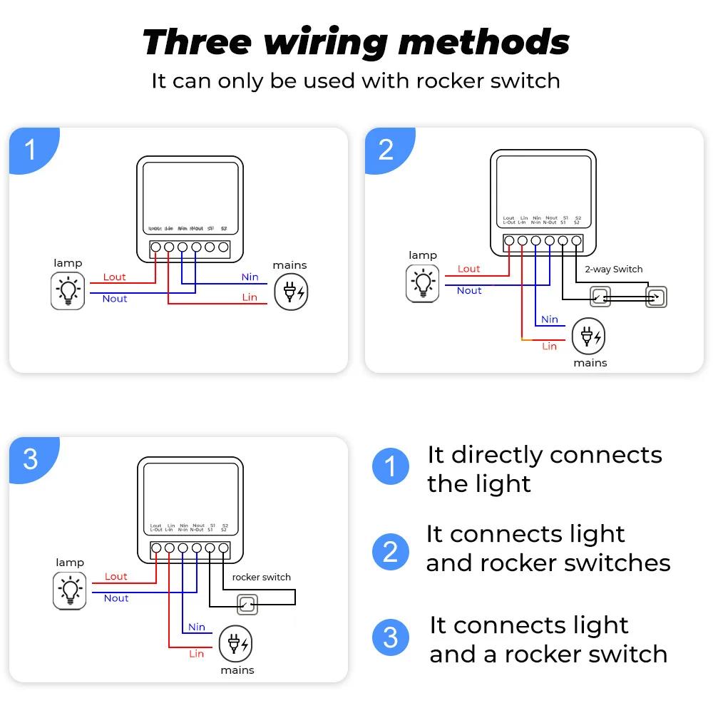 Tuya WiFi Умный выключатель 2-стороннее управление Автоматический выключатель Реле Модуль 220В 110В 16А Приложение Smart Life Голосовое управление Работает с Alexa Google Home