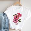 (Asian Size) Women Lovely Flower Sweet Cute Print Tee Top Clothing Fashion Tshirt Lady Female Casual Short Sleeve Graphic T-shirt