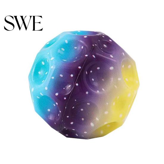 Reusable Jumping Ball Moon Space Bouncy Balls for Kids Unique Sound Effects LED Polygonal Shape Bounce Light-Up Stress Relief Toy Gift Boys Girls Aged