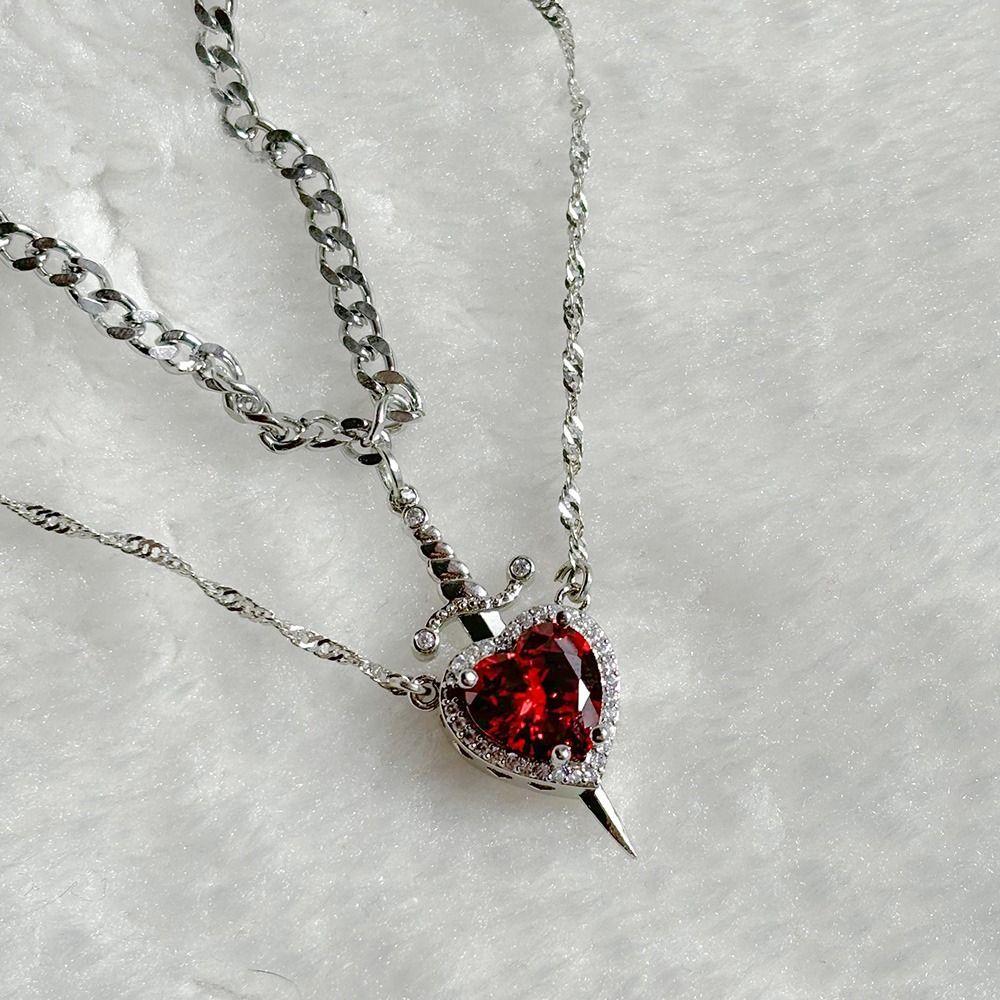 Модное ожерелье с сердцем и мечом, подарок на День святого Валентина, парное ожерелье, винтажные ожерелья для пары