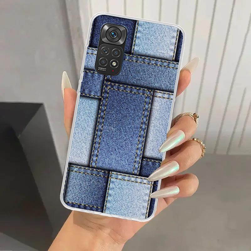 Джинсовый Ковбойский Деним Печатный Чехол для Телефона для Xiaomi Redmi Note 15 14 14S 13 12S 12 Pro 11S 11 Plus 11T 11E 10S Мягкий Чехол Принт Она