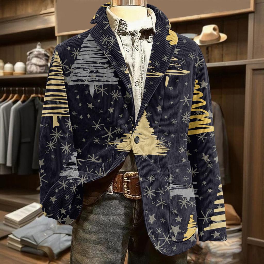 Мужской уродливый рождественский вельветовый теплый карманный пиджак-кардиган, мужской повседневный костюм