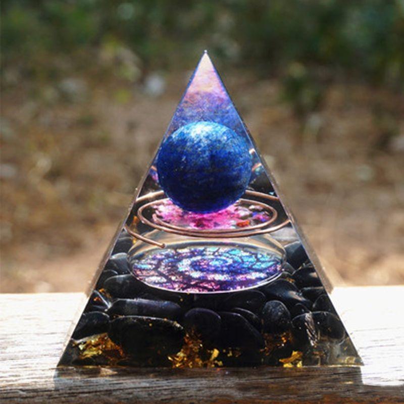 Orgonite Chakra Energy Pyramid Amethyst Crystal Home Decor Meditation Ornament Craft Gift