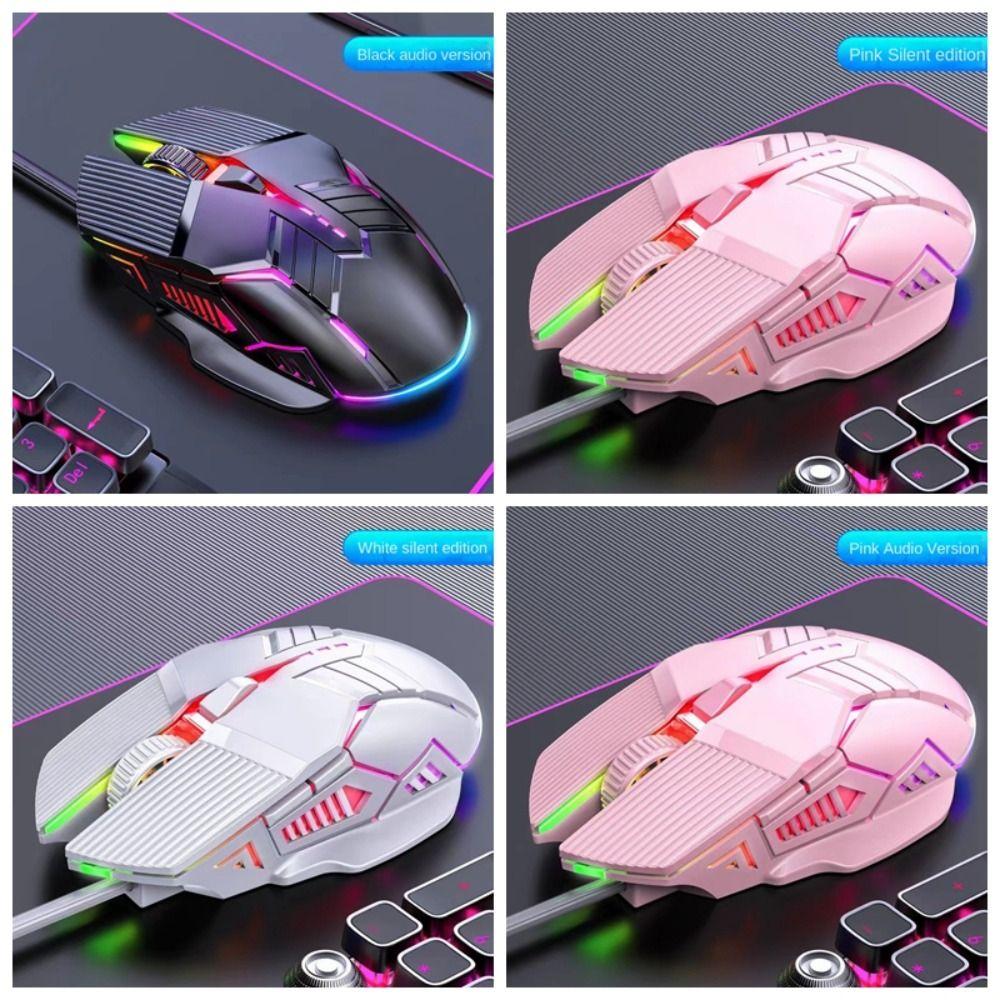 6-кнопочная эргономичная проводная игровая мышь 6-кнопочная светодиодная бесшумная мышь для настольного компьютера/компьютера/ноутбука