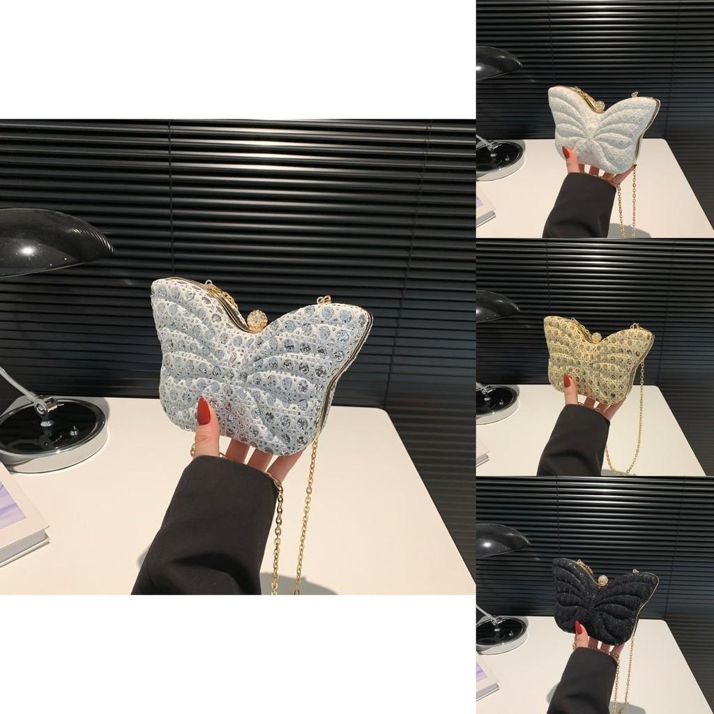 Fashionable Butterfly Mini Bag Medium Size Pu Leather Chic Shoulder Chain