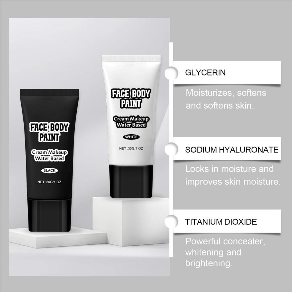 Крем-краска для макияжа Blacks And Whites от Halloween, легко маскирующий цвет кожи, эффект клоунского макияжа, крем-краска для макияжа