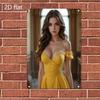 Hisun Жестяная вывеска HD Металлическая жестяная вывеска Элегантная дама в желтом платье с открытыми плечами Bodycon Ретро Настенное искусство D Плоская железная живопись Табличка для дома Бара P