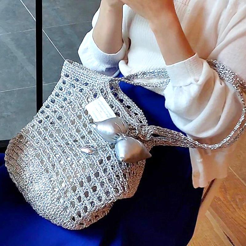 1PcsSparkling yarn,Knitted bag,DIY Line,Christma Decoration,Gold and Silver line,Silver Thread
