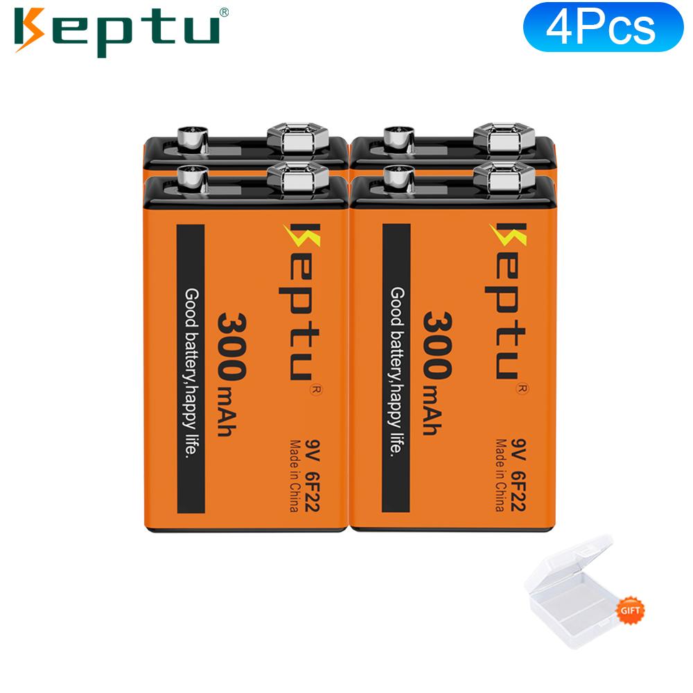 KEPTU 9V 300mAh долговечные аккумуляторные батареи для беспроводных микрофонов, гитар и дымовых извещателей