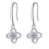 925 Silver Plated Pt950 Golden Ear Hook Simple Earrings Female 10 Points Mossan Diamond Four Leaf Cao Ear
