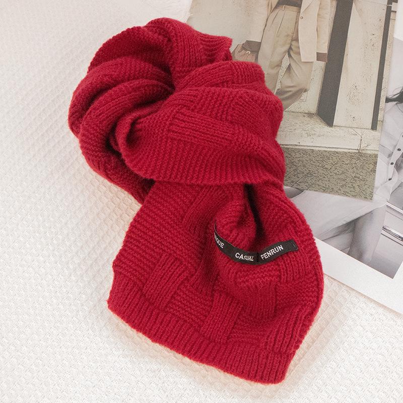 Korean-Style Green and Red Knit Scarf: Simple, Literary, Warm, Imitation Cashmere for Couples, Perfect for Autumn and Winter