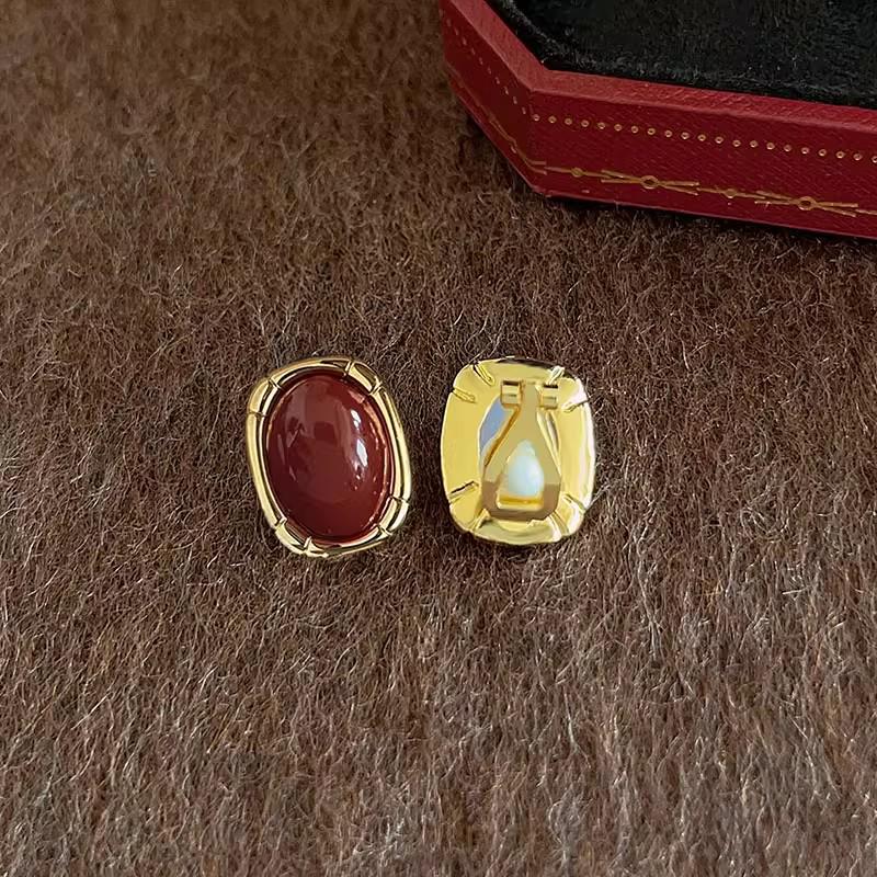 Серьги-клипсы в стиле 80-х в гонконгском стиле красного и синего цвета для непроколотых ушей – Высококлассные французские роскошные серьги-кольца