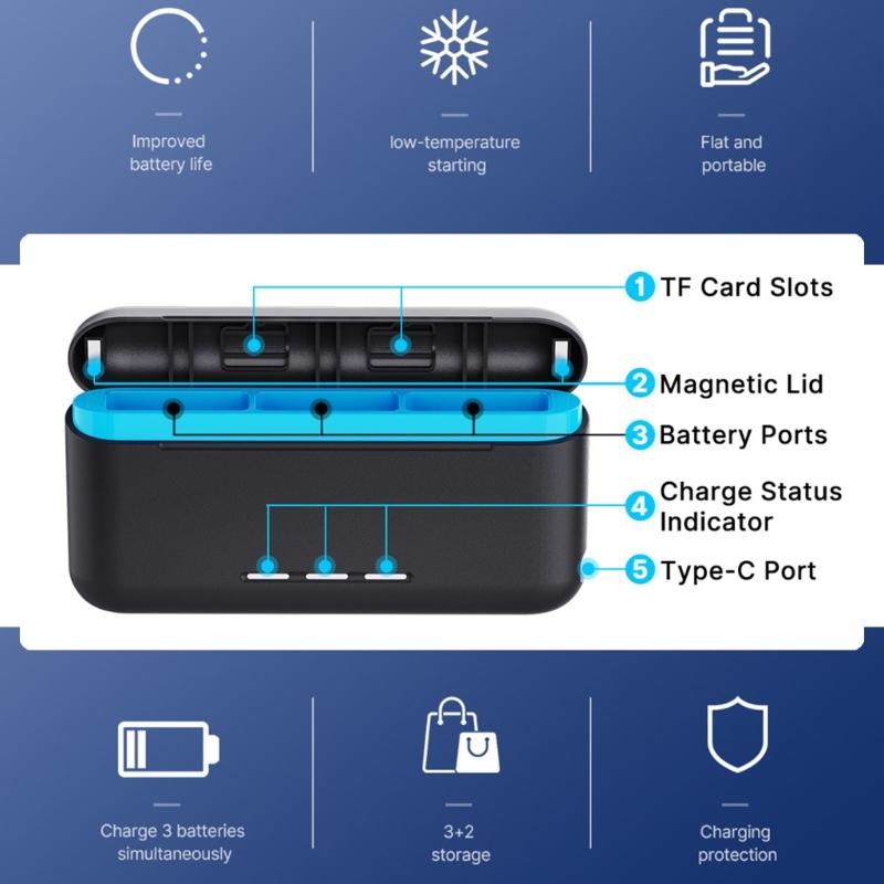 Чехол для хранения и зарядки аккумуляторов с 3 слотами для серий 12/11/10/9, 3-канальная док-станция для зарядки аккумуляторов