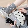Female Spring and Summer Thin New Wave Dot All Kinds of Wooden Ear Side Mesh Cotton Tube Pile Socks