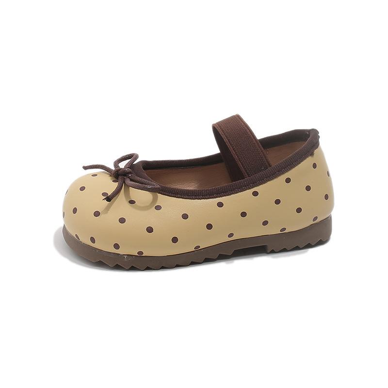 Girls' Korean-style ballet flats with a bow detail2026Spring and Autumn New Soft Sole Slip-On Loafers Leather Shoes