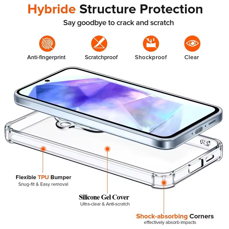 Противоударный силиконовый прозрачный чехол для телефона Samsung Galaxy S25 S24 S23 S21 FE S22 S20 S10 Plus Ultra A73 A55 A54 A53 A35 A14 M36 M54 Чехол с защитой камеры