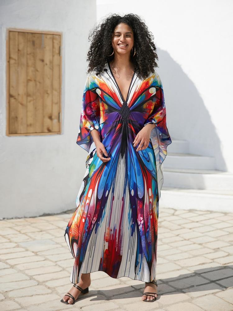 EDOLYNSA Лестный женский кафтан в богемном длинном платье, халат большого размера, платье Moo Moo, купальник, накидка, одежда для отдыха Q1634