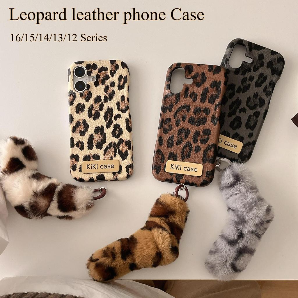 Luxury Leopard Pattern Animal Pu Leather Couple Soft Case For Iphone 16 15 14 11 12 13 Pro Max Iphone Cover With Lanyard