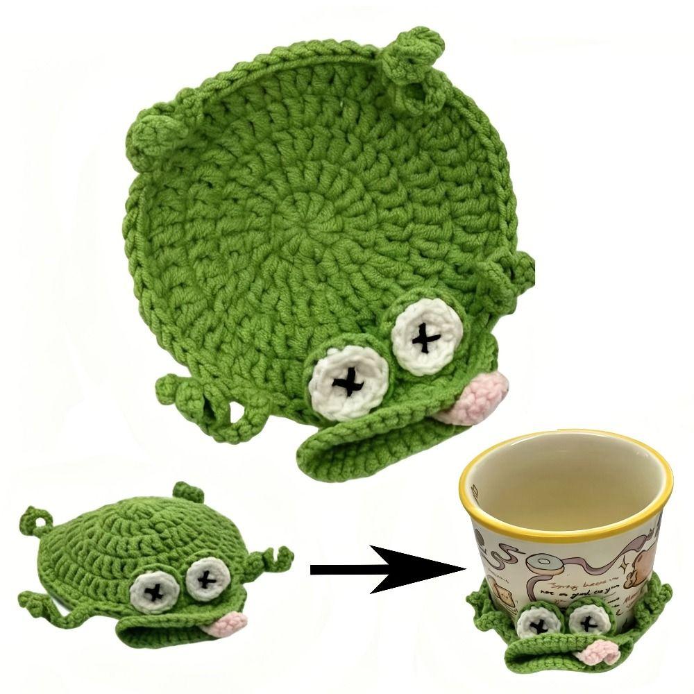 Non-Slip Crochet Squirrel Coasters Creative Knitted Animal Mat Cute Water Cup Mat Home Decor
