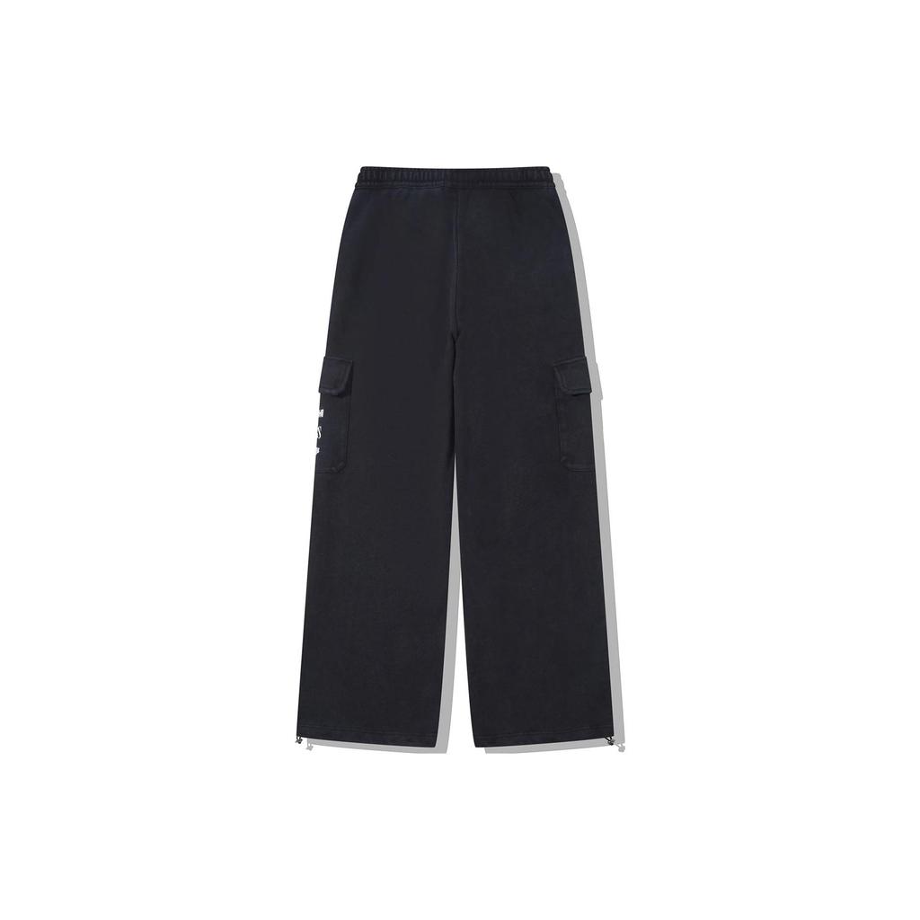 Li Ning X Pleasures Collaboration, однотонные, прямые, свободные, с несколькими карманами, спортивные брюки, женские брюки, черные AKLTB52-1