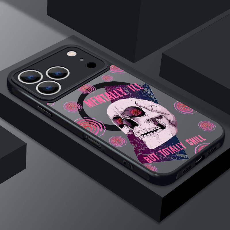 Креативный чехол для телефона с рисунком черепа, магнитный, для iPhone 17e 17 16 15 14 13 Pro Max 16e 11, для Magsafe, беспроводной зарядки, жесткий чехол