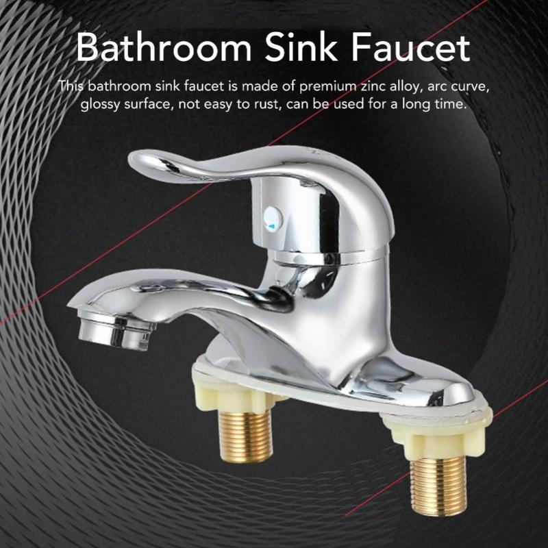 Bathroom Sink Faucet Zinc Alloy 2 Hole Single Handle Hot And Cold Water Mixer Tap For Home Hotel