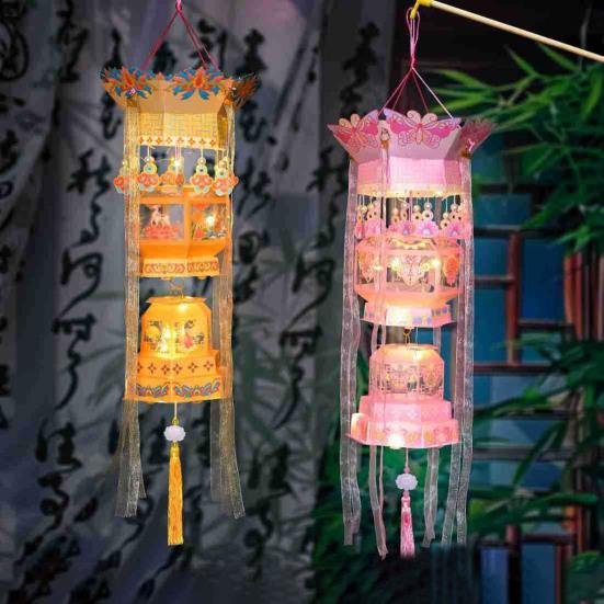 Spring Festival DIY Lantern Kit Chinese Traditional Handheld Lucky Lantern with Tassel And Ribbon Decor for Lunar New Year Wedding Birthday Decoration